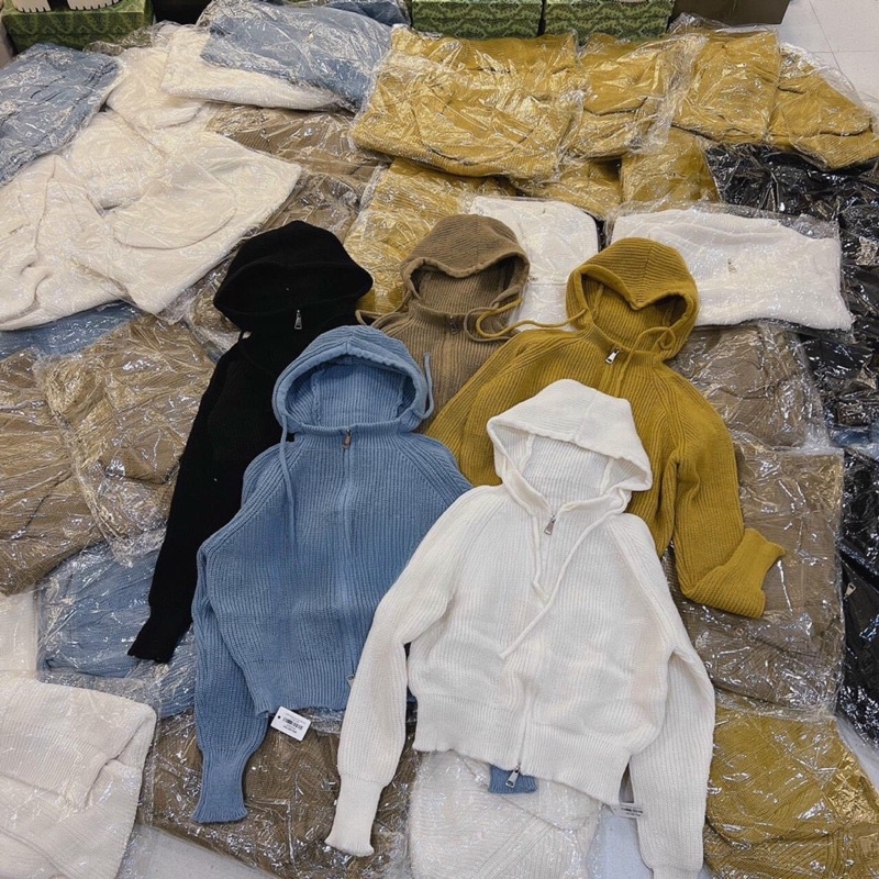 Áo khoác len hai khoá kéo siêu đẹp nè!