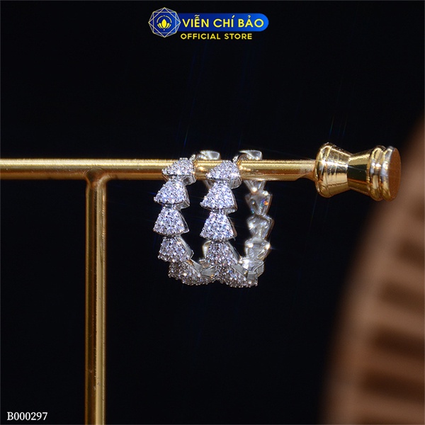 Bông tai đốt vảy đính đá chất liệu bạc Ý 925 thời trang phụ kiện trang sức nữ Viễn Chí Bảo B000297