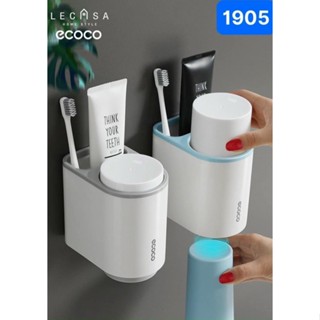 Bộ cắm bàn chải ECOCO cao cấp 1905 tặng kèm 2 cốc chọn màu -  Kệ treo bàn chải dính tường siêu chắc mẫu mới nhất