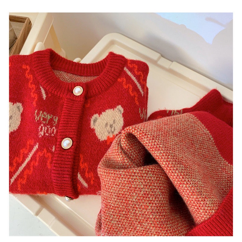 Áo Khoác Cardigan Len Lông Cừu Dày Dặn Phong Cách Phương Tây Thời Trang Mùa Đông Hàng Năm 2021 3MKQ Dành Cho Bé Gái