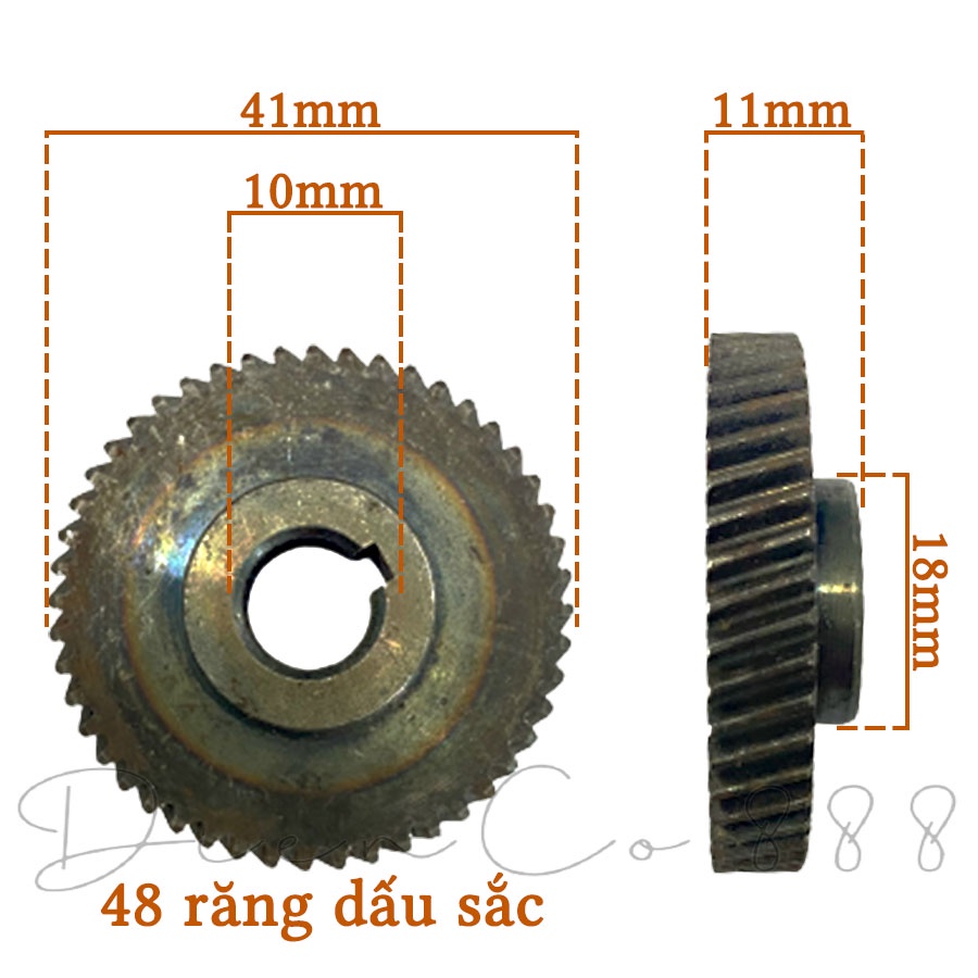 Nhông bánh răng khoan Crown 10ly 48 răng kích thước 10x41mm không gù