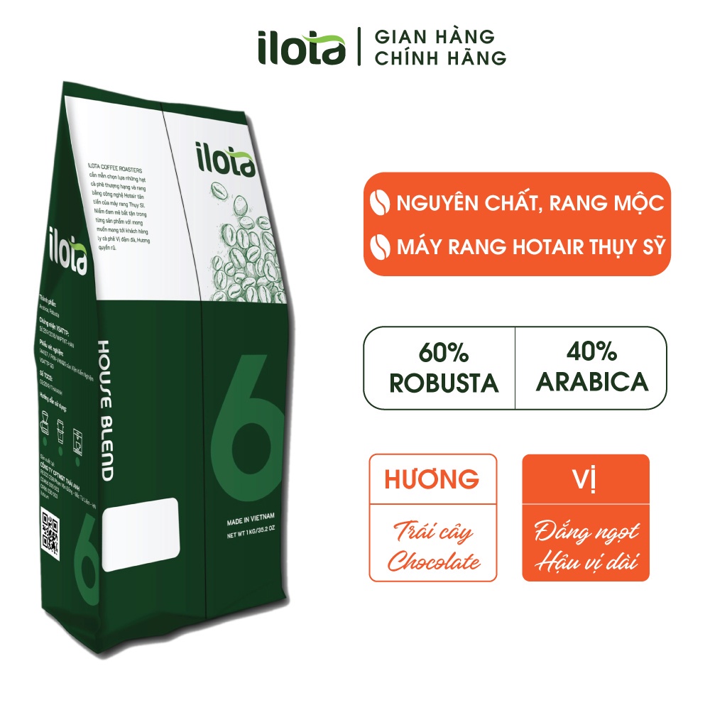 Cà phê ILOTA 6 4Arabica 6Robusta nguyên chất rang mộc xay dạng bột pha phin