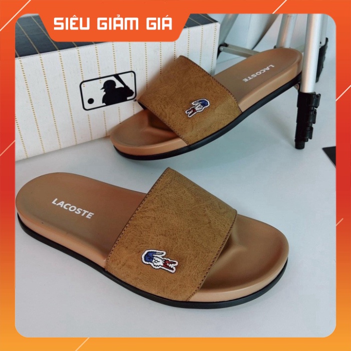 Dép Lacoste bản đế cao su non đẹp huyền thoại , dép quai ngang unisex nam nữ quai da cao cấp 2022 bao đi nước Free Ship