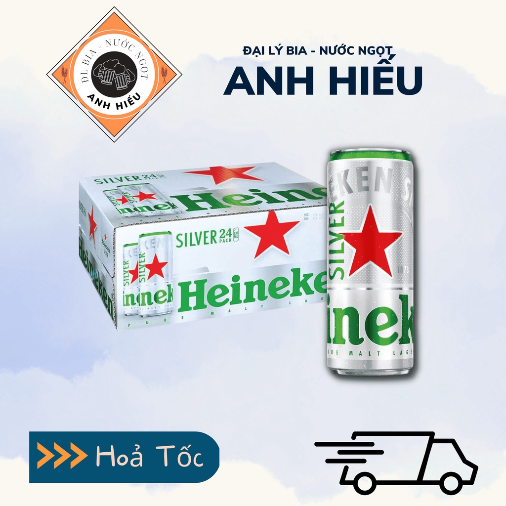 THÙNG 24 LON BIA HEINEKEN BẠC 330ML - GIAO HOẢ TỐC HCM