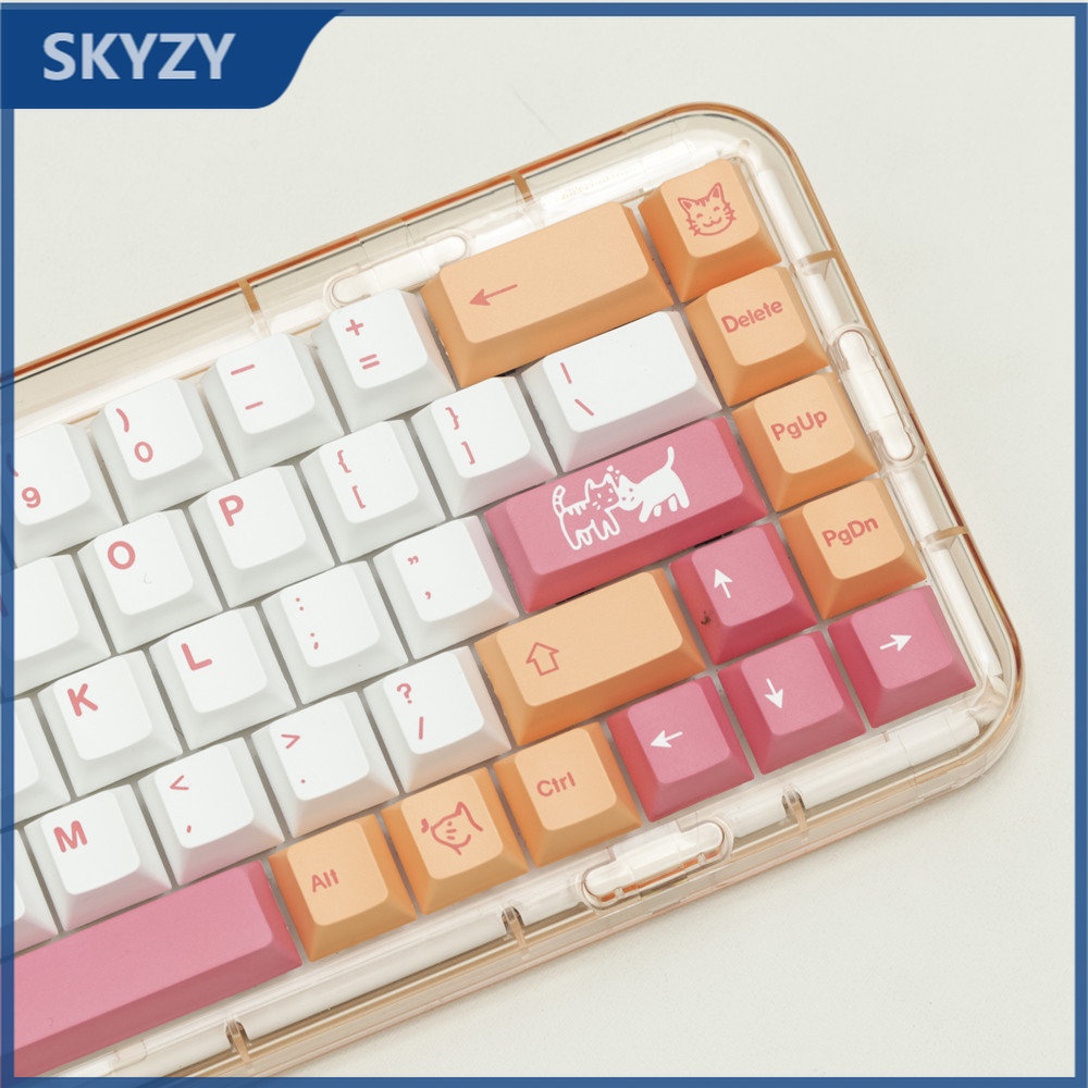Orange Cat Keycaps Cherry Profile Cô gái dễ thương PBT Dye Sub Bàn phím cơ học Keycap