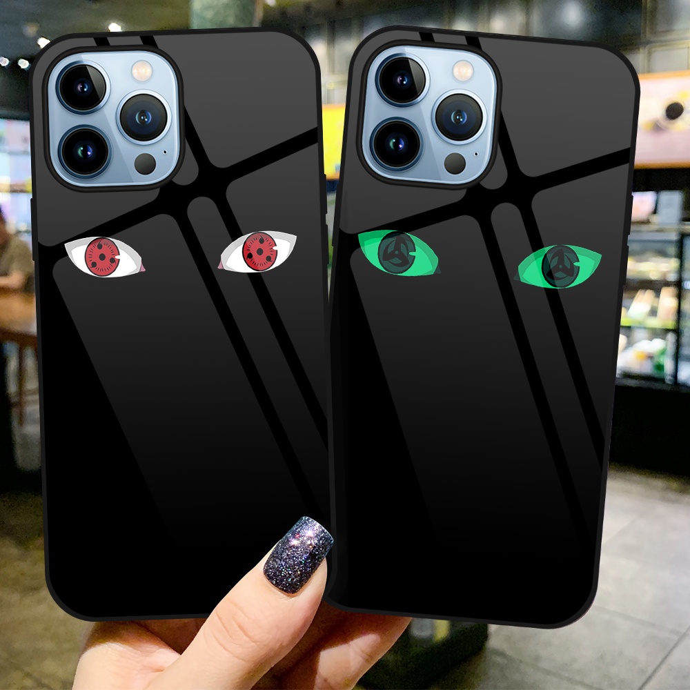 Ốp Điện Thoại Kính Cường Lực Dạ Quang In Hình Anime Naruto Cho iPhone 14Pro 11 13 Pro Max 12 14Plus