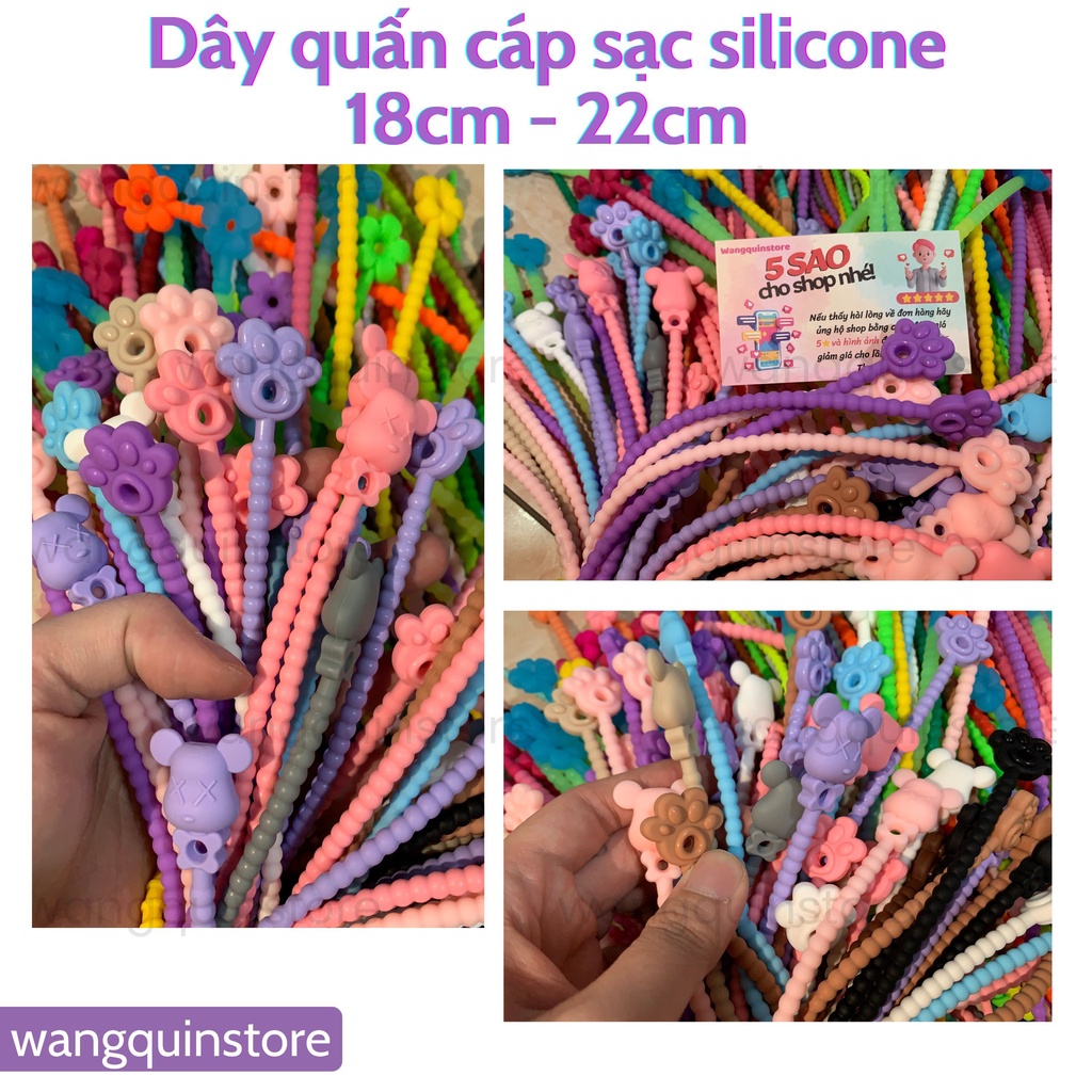 Dụng cụ quấn sắp xếp dây cáp sạc USB/dây cáp cổng tai nghe đủ màu chống rối gọn gàng tiện dụng Silicone cao cấp đủ màu