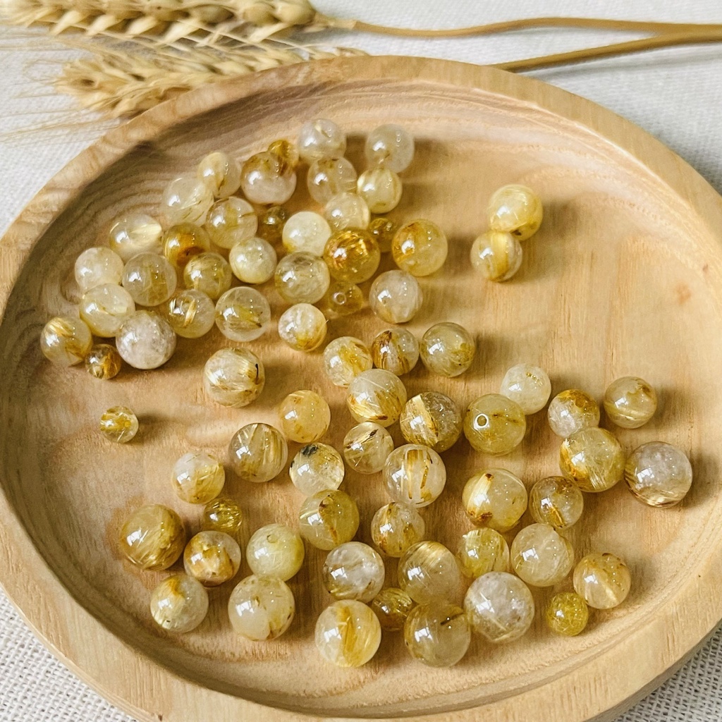 Hạt T.A Tó.c Vàng Hợp Mệnh Kim Mệnh Thổ Mix Vòng Phong Thuỷ - Phụ Kiện Charm Bạc Ag