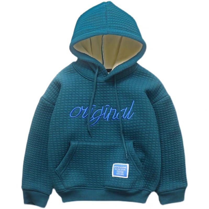 Áo Hoodie Lót Lông Cừu Cỡ Vừa Thêu Họa Tiết Thời Trang Thu Đông Mới Cho Bé Trai
