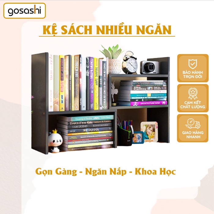 Kệ Sách Gỗ Để Bàn Cao Cấp 3 Màu Trắng, Đen, Vân Gỗ