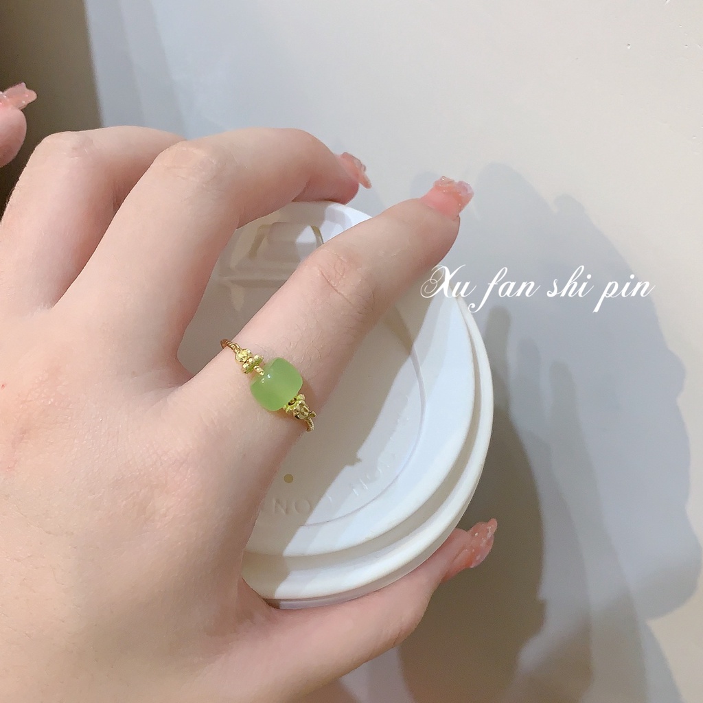 Nhẫn Đính Hạt Ngọc Bích Nhân Tạo Thời Trang Cho Nữ