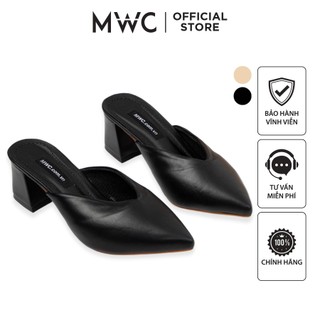 Giày mwc 4137 - sục cao gót đế vuông 5cm, dép sục cao gót mũi nhọn basic thanh lịch