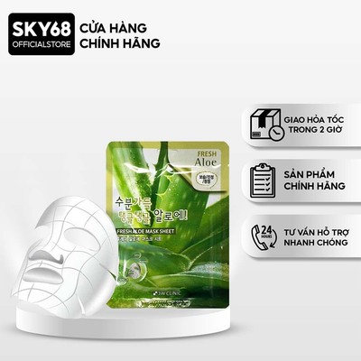 Mặt nạ dưỡng da cấp nước chiết xuất từ lô hội 3W CLINIC FRESH ALOE MASK SHEET 23ml