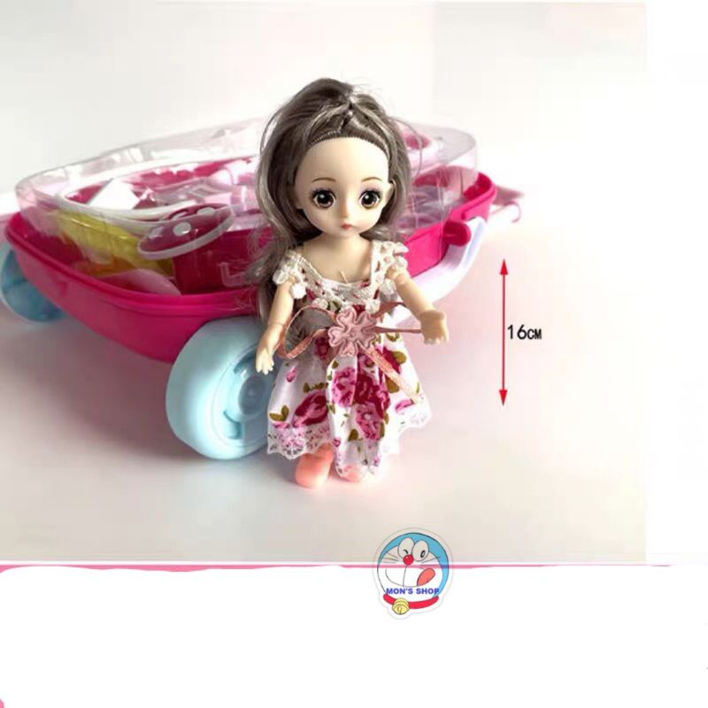 Đồ chơi va ly trang điểm kèm búp bê, gồm 17 pcs siêu xinh
