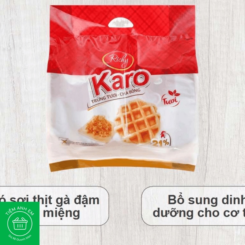 Bánh trứng tươi chà bông Karo Richy gói 6 cái 156g - Có Vị Chà Bông Dừa Mới