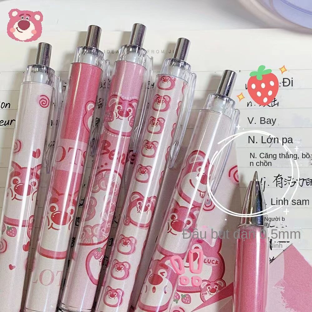 Bút Gel Kiểm Tra Cọ Vẽ Hình Gấu Dâu Tây Dễ Thương Nhanh Khô 0.5 "