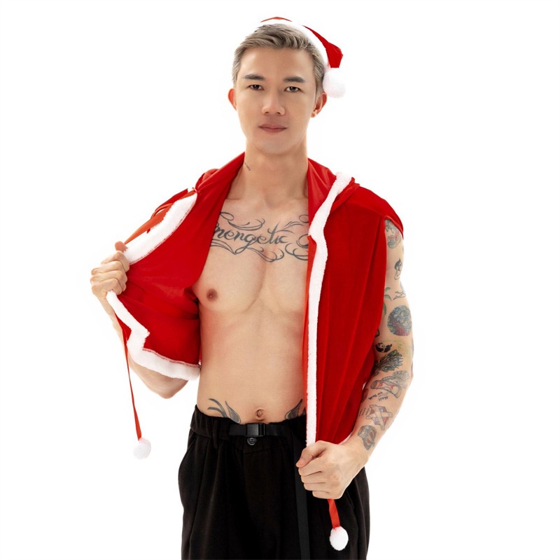 Áo Choàng Nhung Hóa Trang Ông Già Noel Kèm Nón Cho Người Lớn