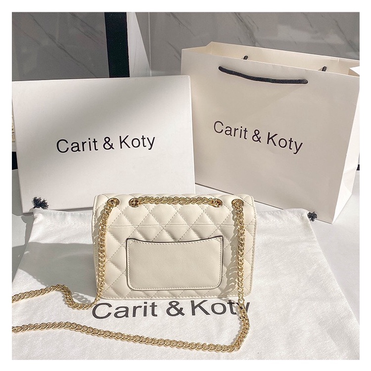 Túi Xách Nữ Carit & Koty Dáng Gập May Caro Da PU Cao Cấp - Hàng QC