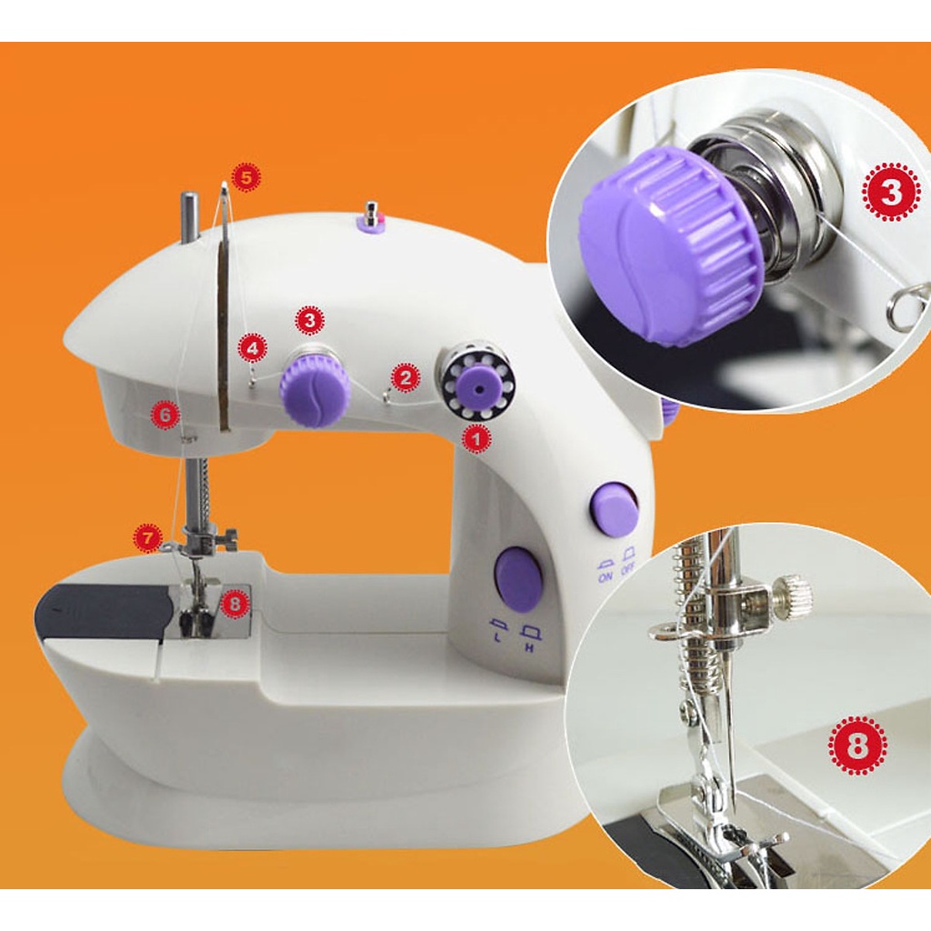 Máy May Mini Để Bàn - Máy Khâu Gia Đình Tiện Dụng Có Đèn Led