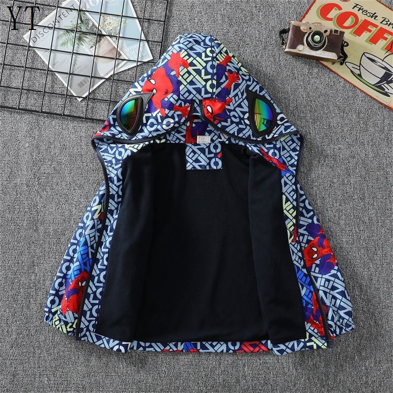 Áo Khoác Lót Lông Cừu Họa Tiết Spiderman Ultraman Thời Trang Mùa Thu 2022 Cho Bé Trai