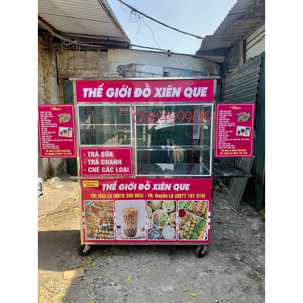 Xe bán hàng 1m2 kèm bếp chiên đơn - 2 menu