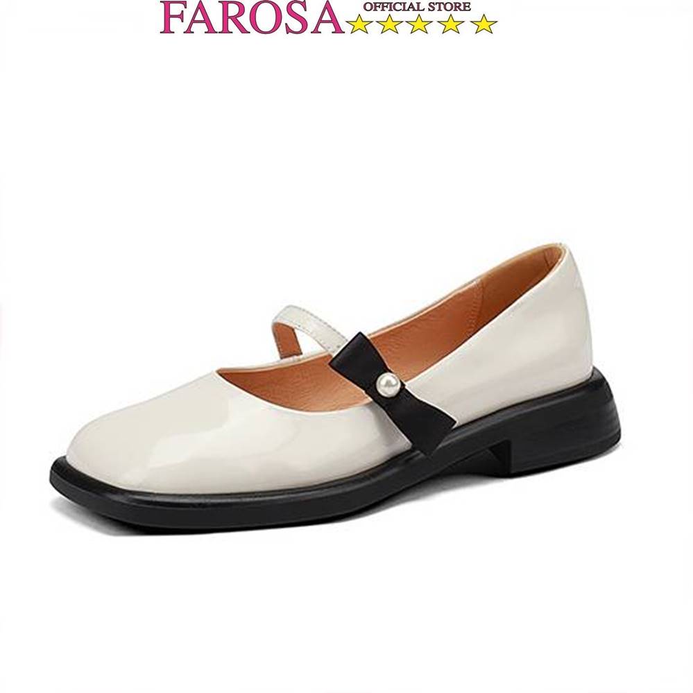 Giày búp bê nữ mũi vuống quai cài đính nơ FAROSA -K18 chất da mềm cực êm chân