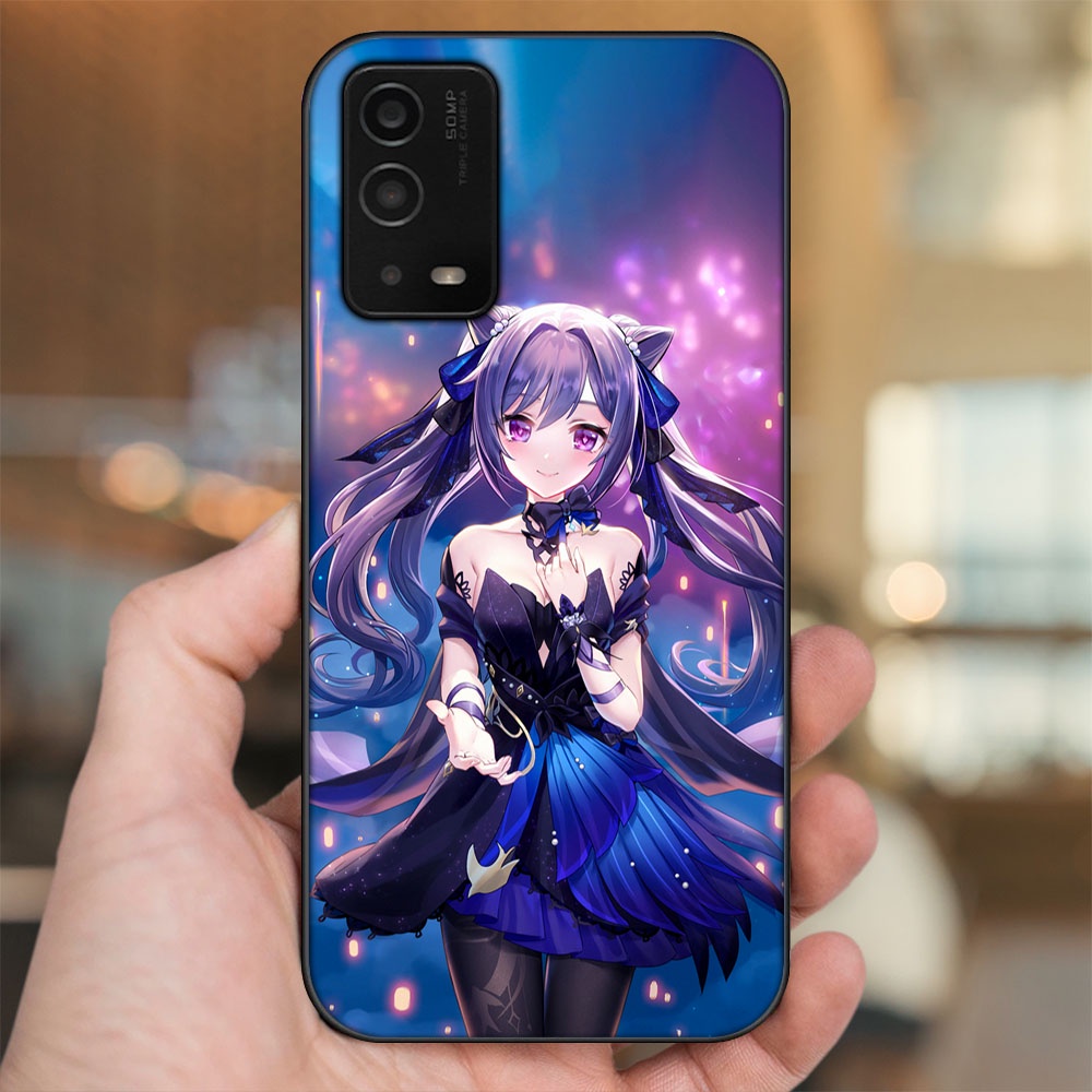 Ốp lưng Oppo A55 4G, A55 5G viền đen in hình Keqing Genshin Impact