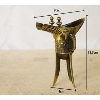 Ly uống rượu đồng 3 chân giả cổ kiểu Tần Thủy Hoàng, cỡ đại