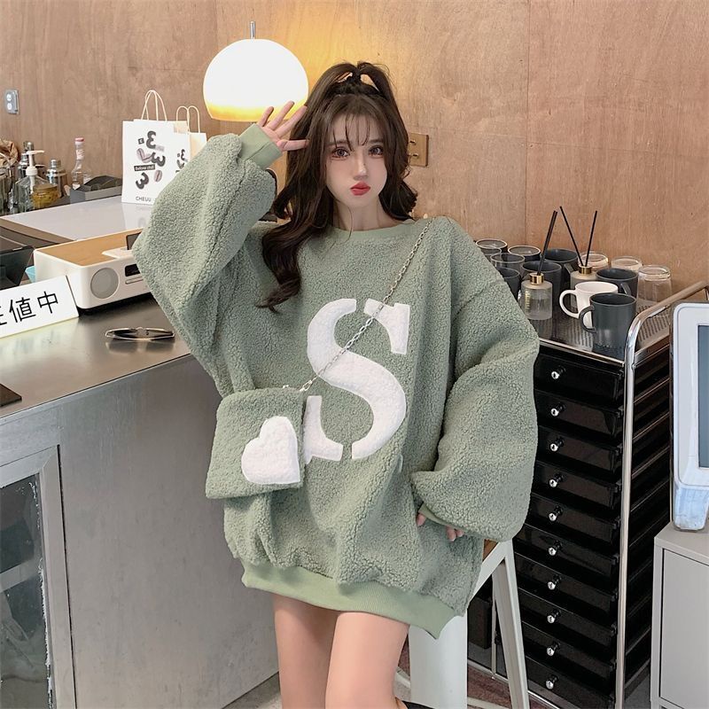 Áo Sweater Lông Cừu Dày Dặn Thoải Mái Phong Cách Hàn Quốc Dễ Thương Cho Nữ