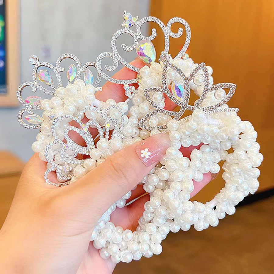 Dây Cột Tóc Co Giãn Đính Đá Ngọc Trai Toàn Diện Phong Cách Hàn Quốc Cho Nữ