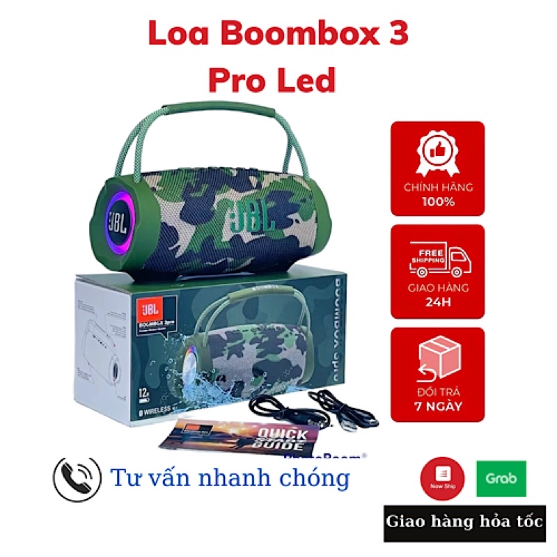 Loa Bluetooth Boombox 3 Pro Thế Hệ Mới Bass Mạnh Âm Thanh Lớn Cực Đỉnh Bluetooth 5.2, Thiết Kế Cực Đẹp Bảo Hành 12 Tháng