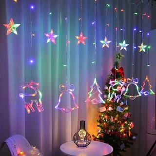 Đèn rèm trang trí noel, đèn led mành thả chuông thông nai dài 3.5m cắm điện 220V đủ màu trang trí giáng sinh 2022