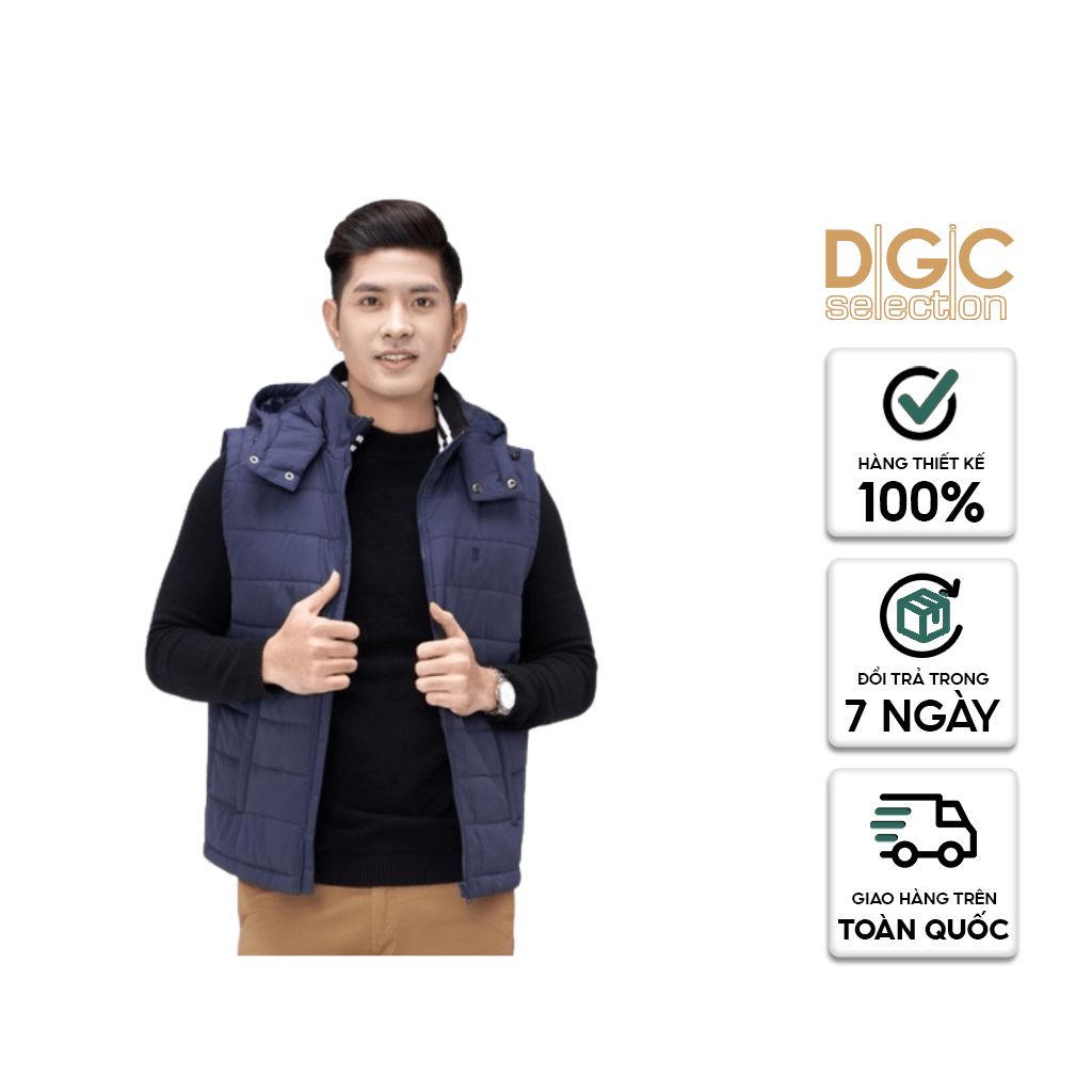 Áo khoác gile Nam 3 lớp mũ tháo rời vải Polyester cao cấp DGCs - WAJK2031M-S