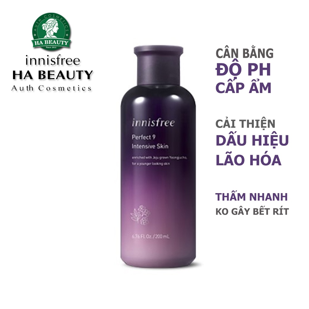 Nước cân bằng chống lão hóa chuyên sâu 9 loại thảo mộc innisfree Perfect 9 Intensive Skin 200 ml