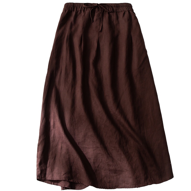 Ice cotton linen half skirt a line skirt big brand female Japanese single ramie linen retro high waist loose cotton