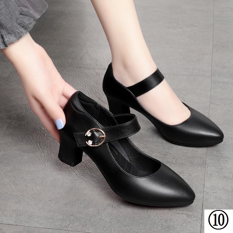 Giày Cao Gót Mũi Tròn Đế Mềm Dày Dặn Phối Khóa Cài Thời Trang Xuân Thu 2022 Cho Nữ