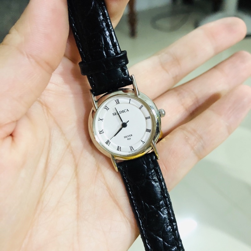 ( Bạc đúc 925) Đồng hồ nữ si nhật hiệu Seldica ( máy thuỵ sĩ)