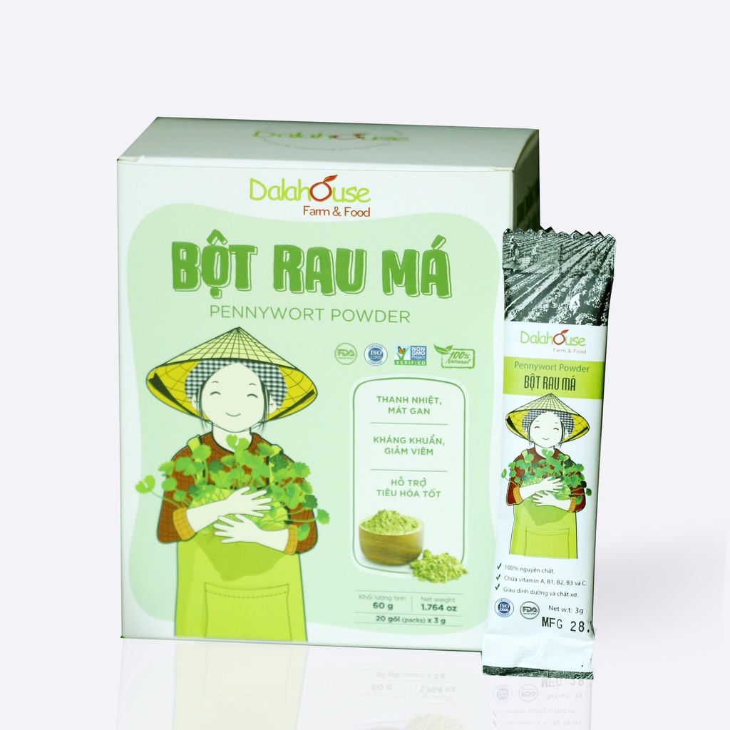 Bột Rau Má Sấy Lạnh Dalahouse - Bột rau má thanh nhiệt mát gan - hỗ trợ ngăn ngừa táo bón