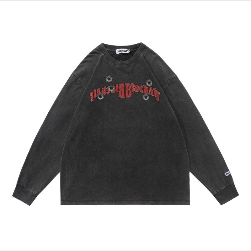 Áo thun dài tay BLACK AIR COWBOY - Áo long sleeve retro vintage wash