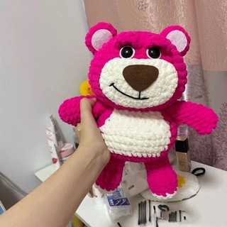 Cuộn len đan móc làm đồ thủ công hình gấu dâu tây xinh xắn