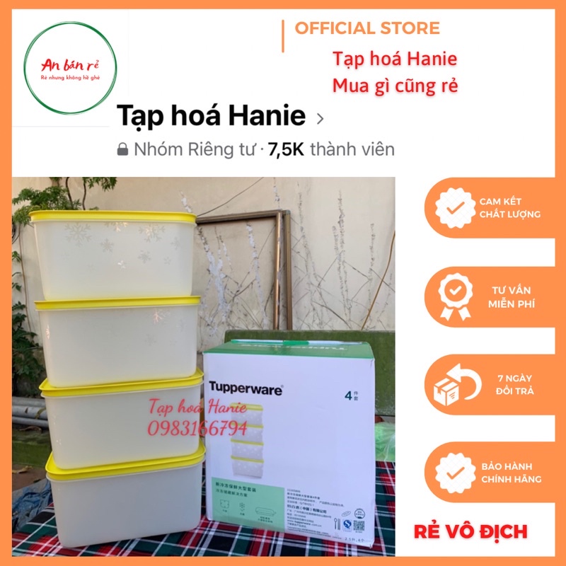 SET 4 HỘP TUPPERWARE ĐÔNG DẺO GEN II 2,5L CHÍNH HÃNG
