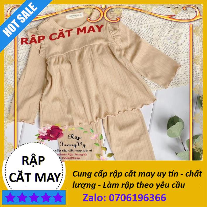 B74 - Rập cắt may -Bộ quần áo ngủ dài tay cho bé gái bộ ngủ bé gái size từ 1 - 10 tuổi - Rập TrangVy