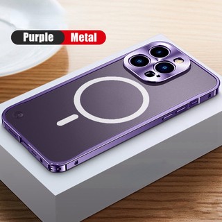 Ốp điện thoại cứng viền kim loại + miếng dán bảo vệ camera cho iphone 14 pro max 13 pro max 14 plus 13 mini