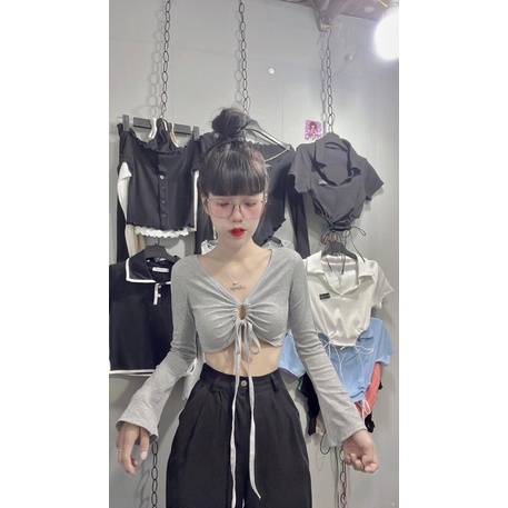 ÁO CROPTOP TAY LOE CỘT DÂY