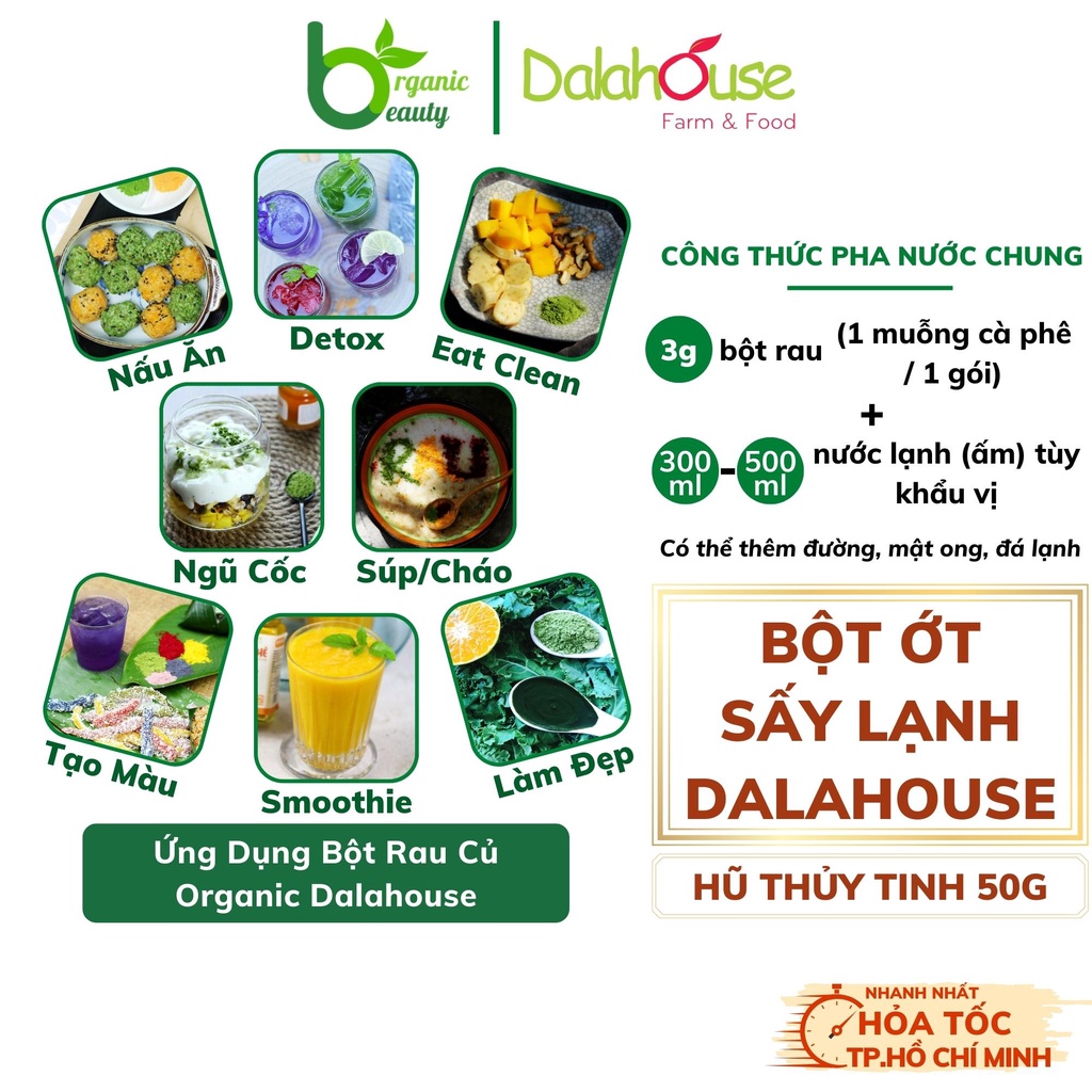 Bột Ớt Nguyên Chất Organic Sấy Lạnh Dalahouse 50g