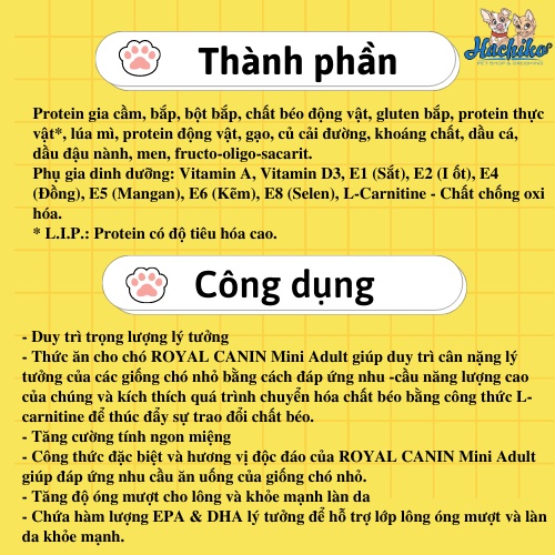 ROYAL CANIN Mini Adult - Thức ăn cho chó trưởng thành cỡ nhỏ ROYAL CANIN Mini Adult chiết lẻ 1kg/2kg