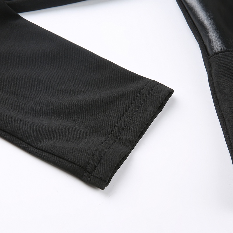 Áo Tay Dài Cổ Cao Bằng PU Có Khóa Cài Cho Nữ