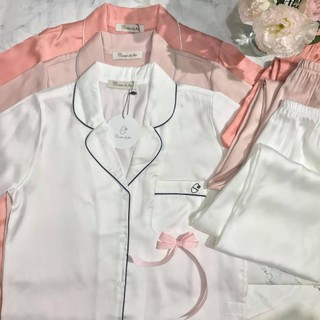 Set pyjamas basic lụa cao cấp áo dài tay quần dài thoải mái, lịch sự