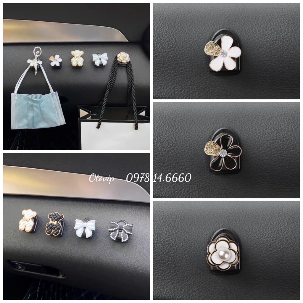 Móc treo đồ xe ô tô mini gắn hình cao cấp, sang trọng - treo đồ vật nhỏ trên xe tránh thất lạc- trang trí xe