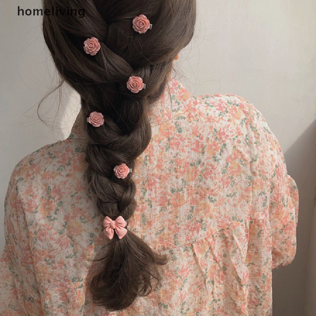 Bộ 5 Kẹp Tóc Mini Hình Hoa Hồng / Trái Tim / Nơ Xinh Xắn Dễ Thương Cho Nữ